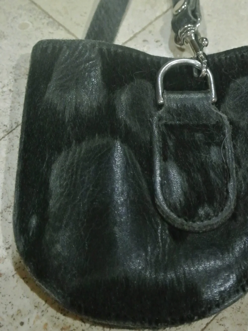 LEATHER BLACK COWHIDE PURSE CHARM